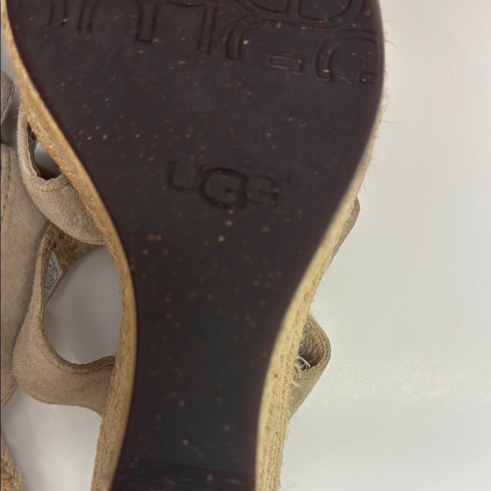 UGG Tan Suede Espadrille Wedge Sandals - Picture 9 of 11